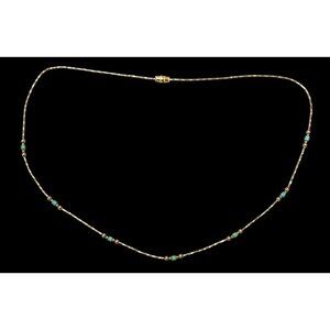 Minimalist Elegant Turquoise And Gold Beaded Necklace